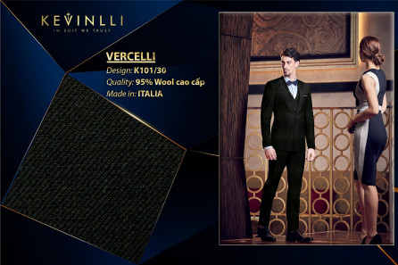 K101/30 Vercelli CVM - Vải Suit 95% Wool - Đen Trơn